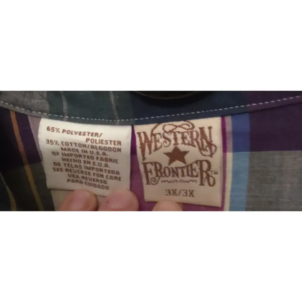 Men's Western Frontier Plaid Pearl Snap Long Sleeve Shirt Cowboy USA 3XL